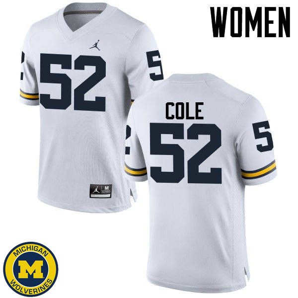 Women's Michigan Wolverines #52 Mason Cole White Football Jersey